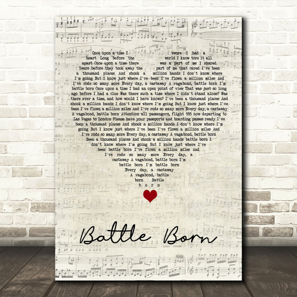Five Finger Death Punch Battle Born Script Heart Song Lyric Wall Art Print