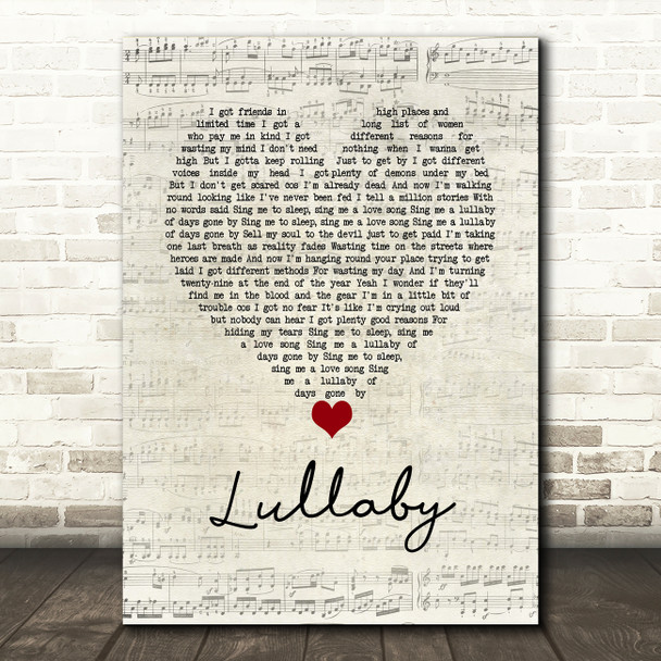 Gerry Cinnamon Lullaby Script Heart Song Lyric Wall Art Print