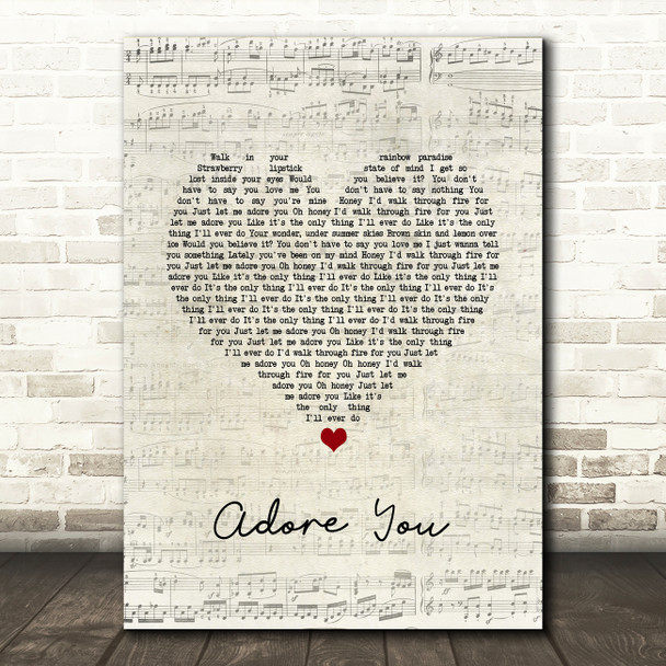 Harry Styles Adore You Script Heart Song Lyric Wall Art Print