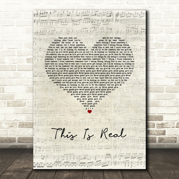 Jax Jones & Ella Henderson This Is Real Script Heart Song Lyric Wall Art Print
