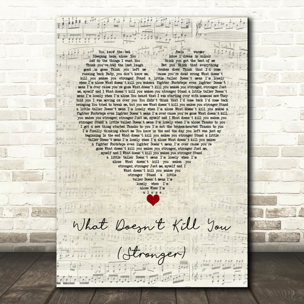 Kelly Clarkson What Doesn't Kill You (Stronger) Script Heart Song Lyric Wall Art Print