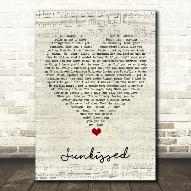 Khai Dreams Sunkissed Script Heart Song Lyric Wall Art Print