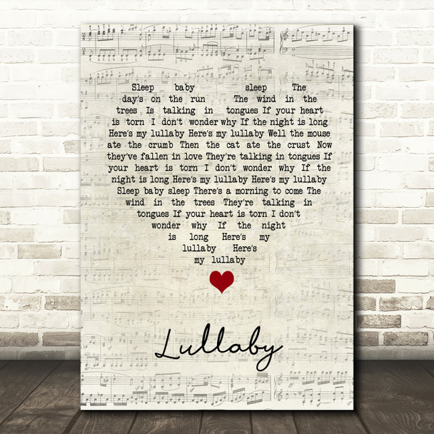 Leonard Cohen Lullaby Script Heart Song Lyric Wall Art Print