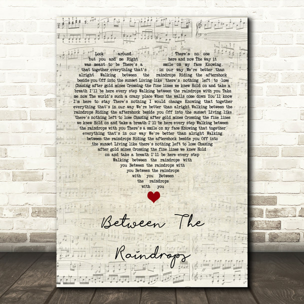 Lifehouse Between The Raindrops Script Heart Song Lyric Wall Art Print