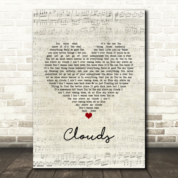 Lighthouse Family Clouds Script Heart Song Lyric Wall Art Print