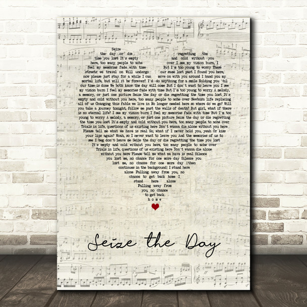 Avenged Sevenfold Seize the Day Script Heart Song Lyric Wall Art Print