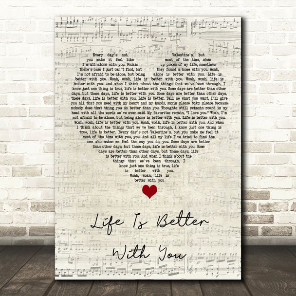 Michael Franti & Spearhead Life Is Better With You Script Heart Song Lyric Wall Art Print