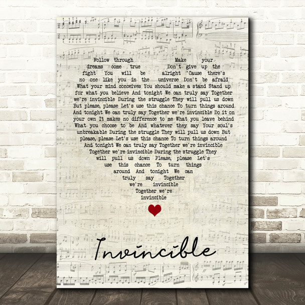 Muse Invincible Script Heart Song Lyric Wall Art Print