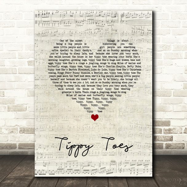 Nancy Sinatra & Lee Hazlewood Tippy Toes Script Heart Song Lyric Wall Art Print