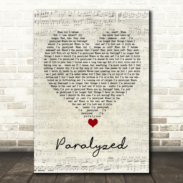 NF Paralyzed Script Heart Song Lyric Wall Art Print