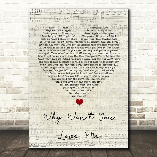 5 Seconds Of Summer Why Won't You Love Me Script Heart Song Lyric Quote Music Print