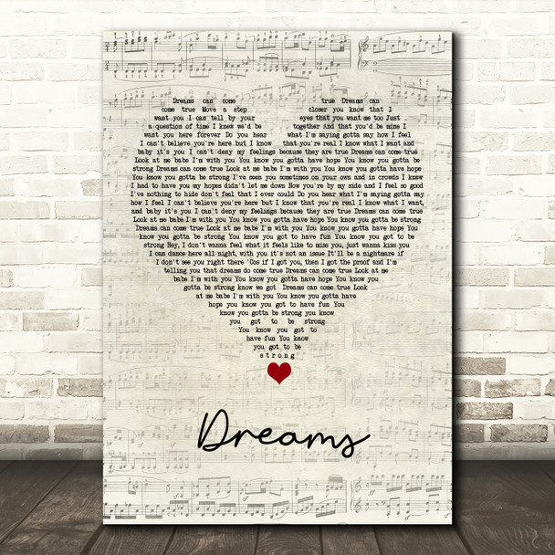 Alex Ross Dreams Script Heart Song Lyric Quote Music Print