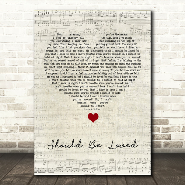Blue October Should Be Loved Script Heart Song Lyric Quote Music Print
