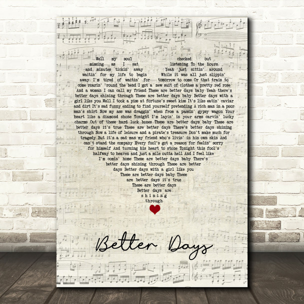 Bruce Springsteen Better Days Script Heart Song Lyric Quote Music Print