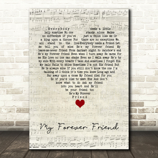 Charlie Landsborough My Forever Friend Script Heart Song Lyric Quote Music Print