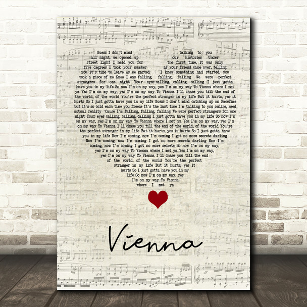 Declan J Donovan Vienna Script Heart Song Lyric Quote Music Print