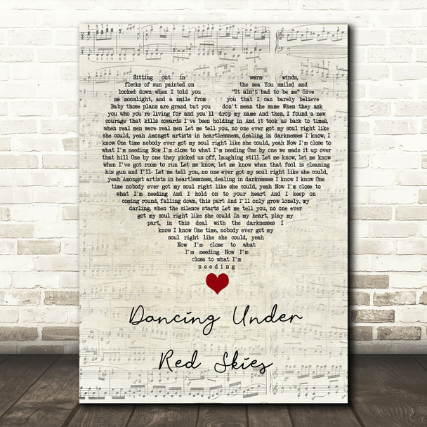 Dermot Kennedy Dancing Under Red Skies Script Heart Song Lyric Quote Music Print