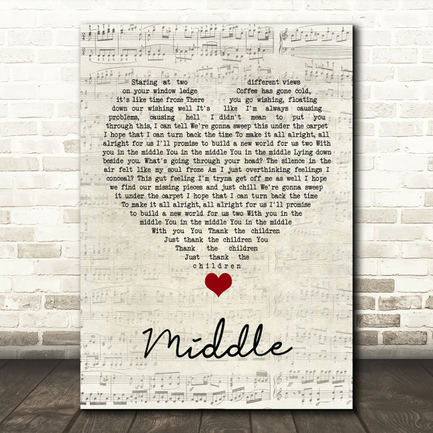 DJ Snake Middle Script Heart Song Lyric Quote Music Print