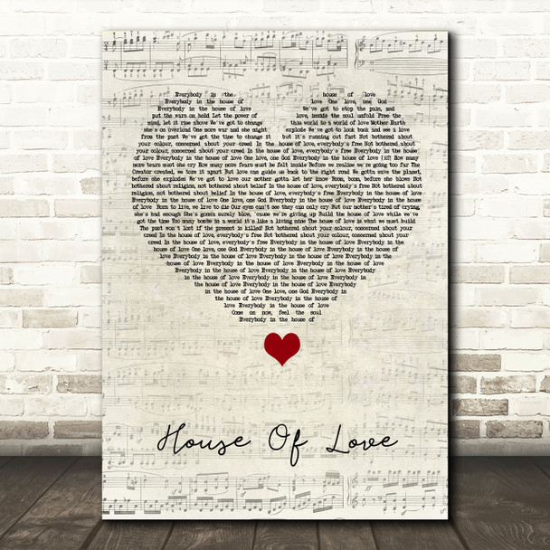 East 17 House Of Love Script Heart Song Lyric Quote Music Print