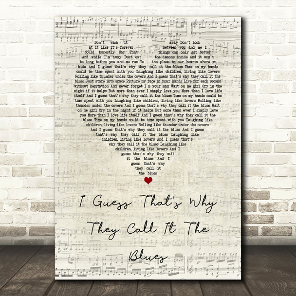 Elton John I Guess That's Why They Call It The Blues Script Heart Song Lyric Quote Music Print
