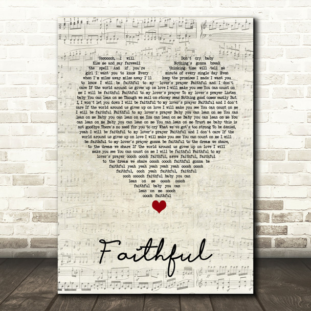 Go West Faithful Script Heart Song Lyric Quote Music Print