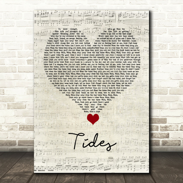 Jack & Jack Tides Script Heart Song Lyric Quote Music Print