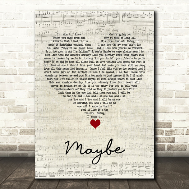 James Arthur Maybe Script Heart Song Lyric Quote Music Print