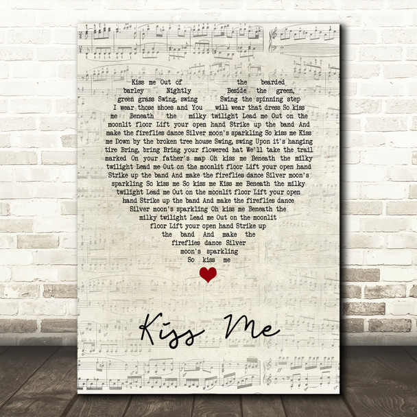Jason Walker Kiss Me Script Heart Song Lyric Quote Music Print