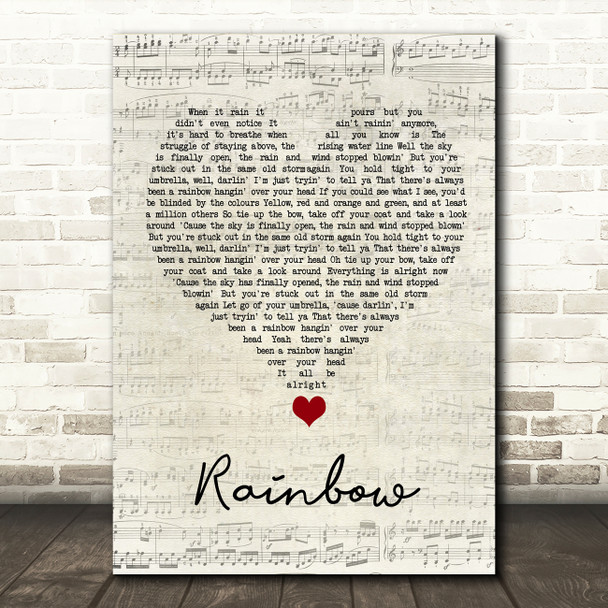 Kacey Musgraves Rainbow Script Heart Song Lyric Quote Music Print