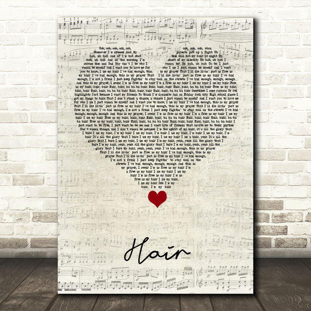 Lady Gaga Hair Script Heart Song Lyric Quote Music Print