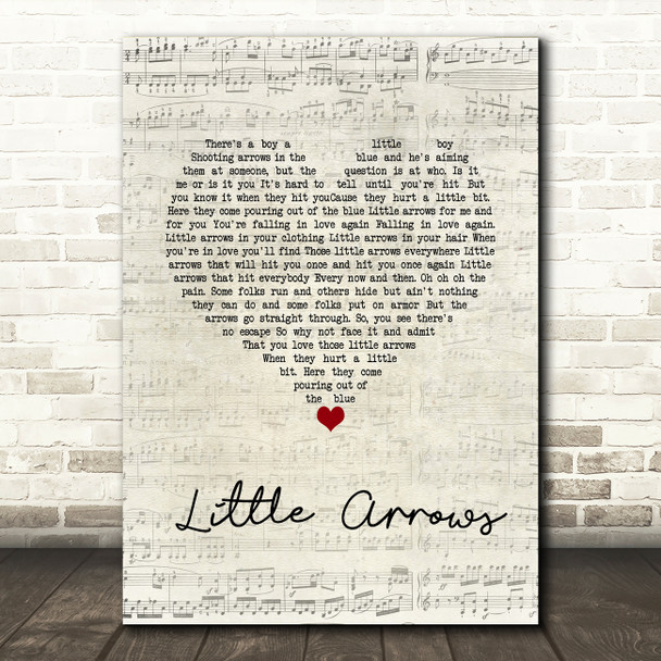 Leapy Lee Little Arrows Script Heart Song Lyric Quote Music Print