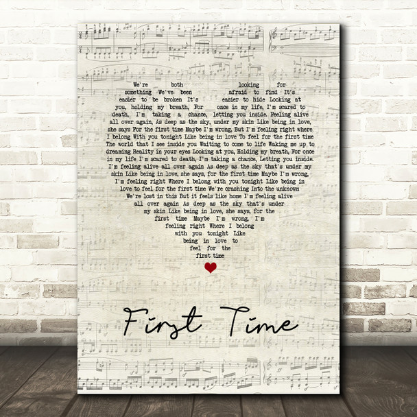 Lifehouse First Time Script Heart Song Lyric Quote Music Print