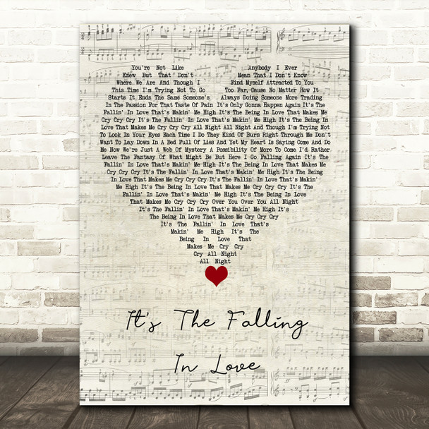 Michael Jackson It's The Falling In Love Script Heart Song Lyric Quote Music Print