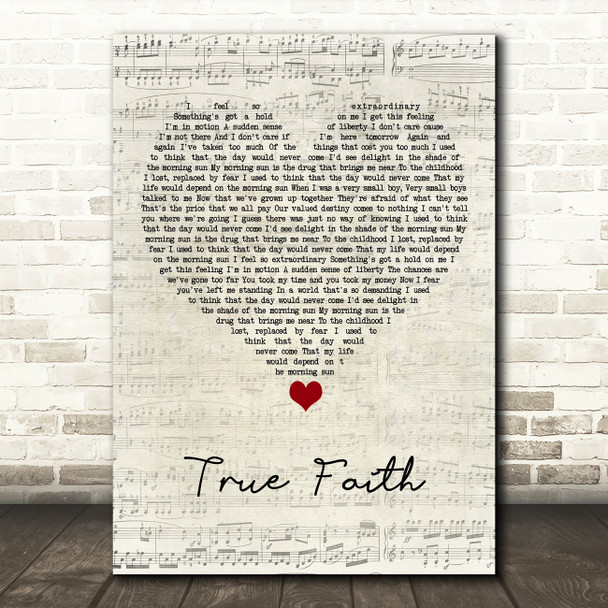 New Order True Faith Script Heart Song Lyric Quote Music Print