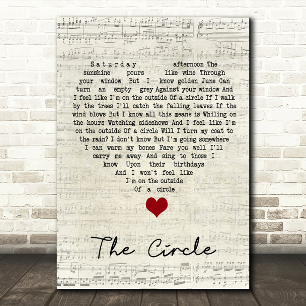 Ocean Colour Scene The Circle Script Heart Song Lyric Quote Music Print