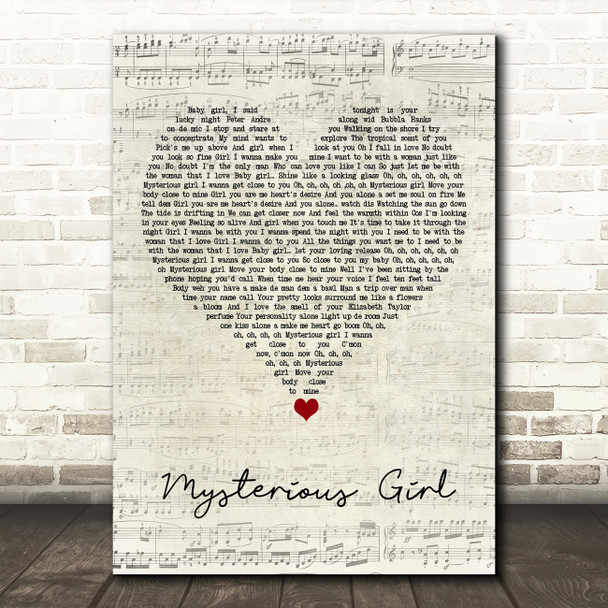 Peter Andre Mysterious Girl Script Heart Song Lyric Quote Music Print