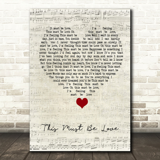 Phil Collins This Must Be Love Script Heart Song Lyric Quote Music Print