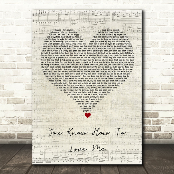 Phyllis Hyman You Know How To Love Me Script Heart Song Lyric Quote Music Print