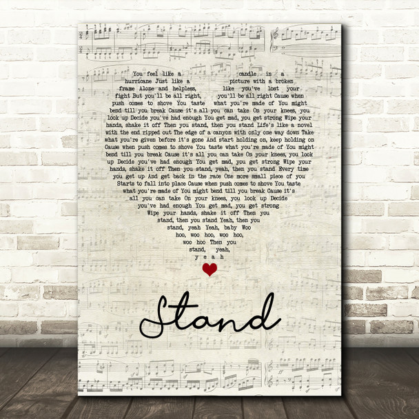 Rascal Flatts Stand Script Heart Song Lyric Quote Music Print