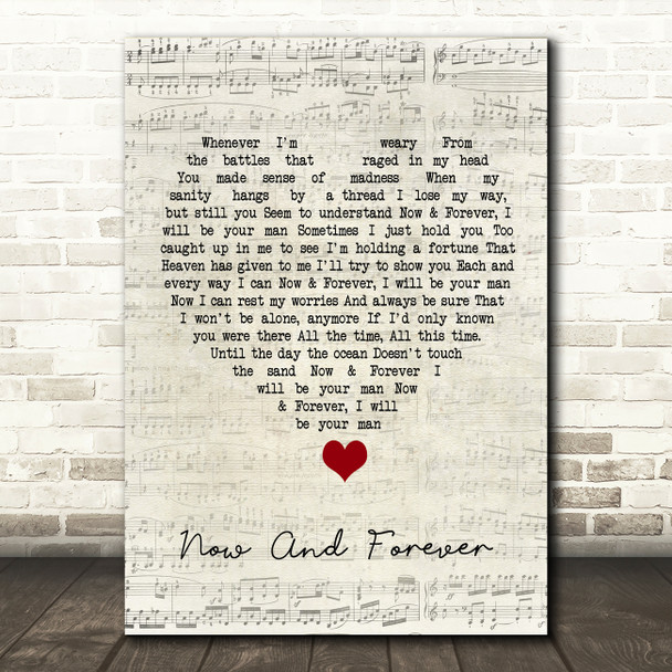 Richard Marx Now And Forever Script Heart Song Lyric Quote Music Print