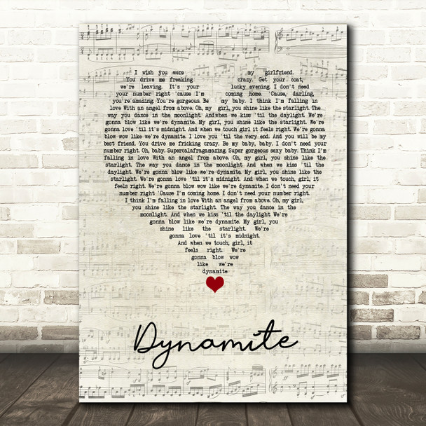 Roadtrip Dynamite Script Heart Song Lyric Quote Music Print