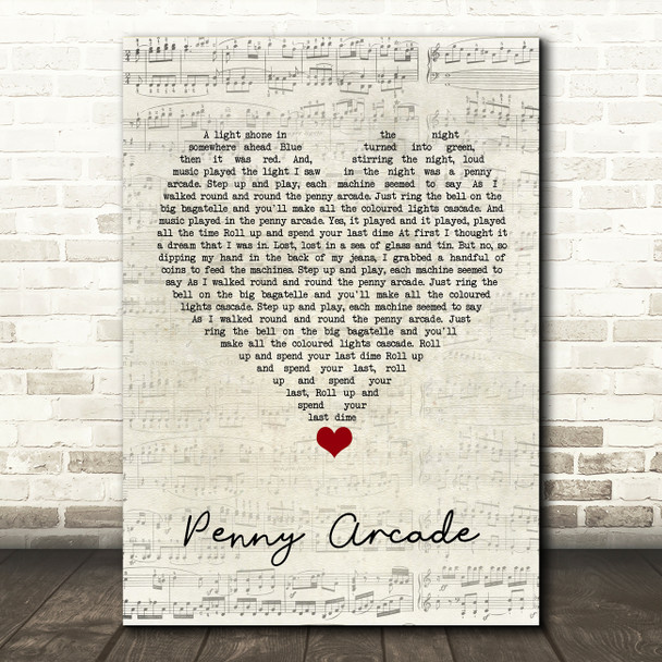 Roy Orbison Penny Arcade Script Heart Song Lyric Quote Music Print