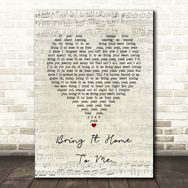 Sam Cooke Bring It Home To Me Script Heart Song Lyric Quote Music Print