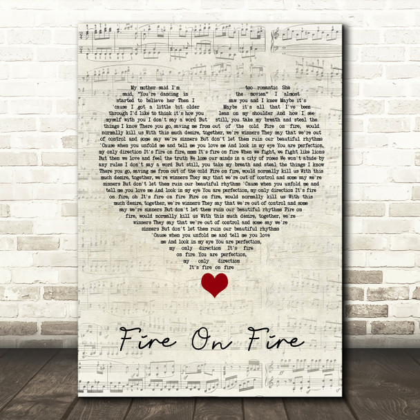 Sam Smith Fire On Fire Script Heart Song Lyric Quote Music Print