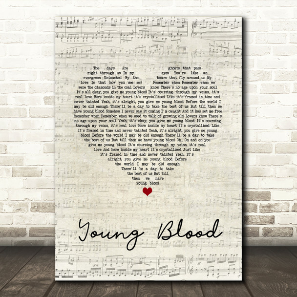 Sophie Ellis-Bextor Young Blood Script Heart Song Lyric Quote Music Print