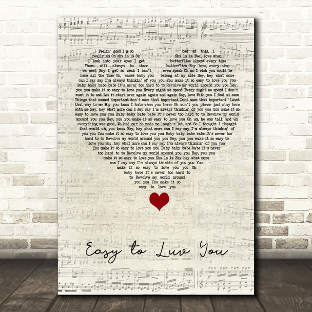 Stacie Orrico Easy to Luv You Script Heart Song Lyric Quote Music Print