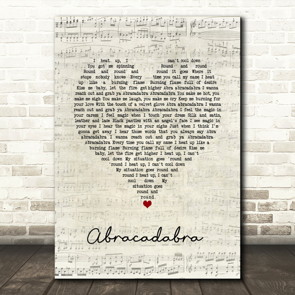 Steve miller Band Abracadabra Script Heart Song Lyric Quote Music Print