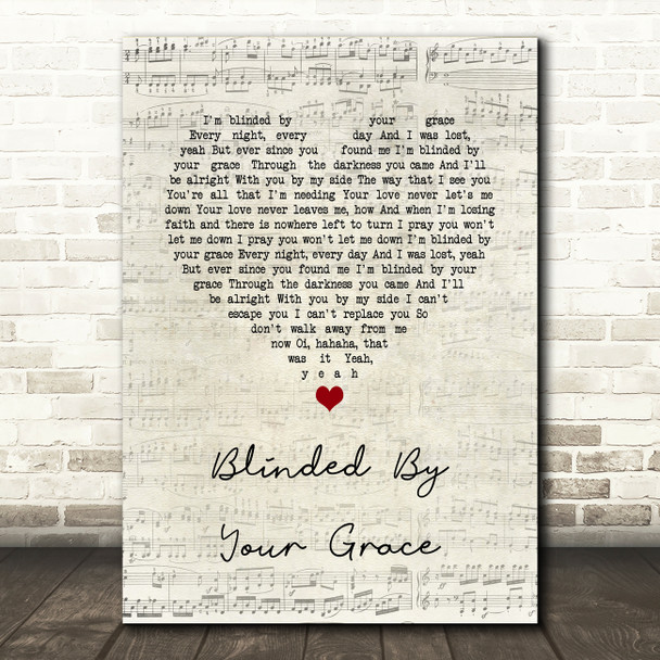 Stormzy Blinded By Your Grace, Pt. 1 Script Heart Song Lyric Quote Music Print