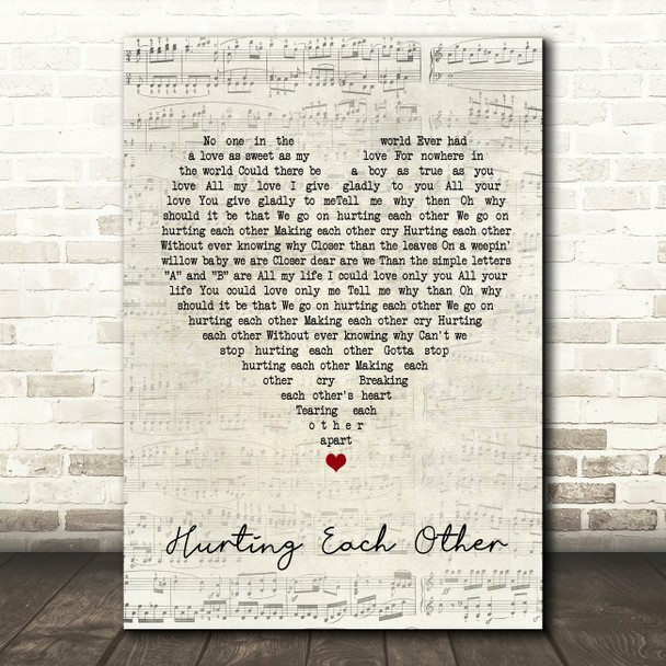 The Carpenters Hurting Each Other Script Heart Song Lyric Quote Music Print