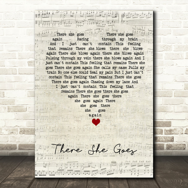 The La's There She Goes Script Heart Song Lyric Quote Music Print